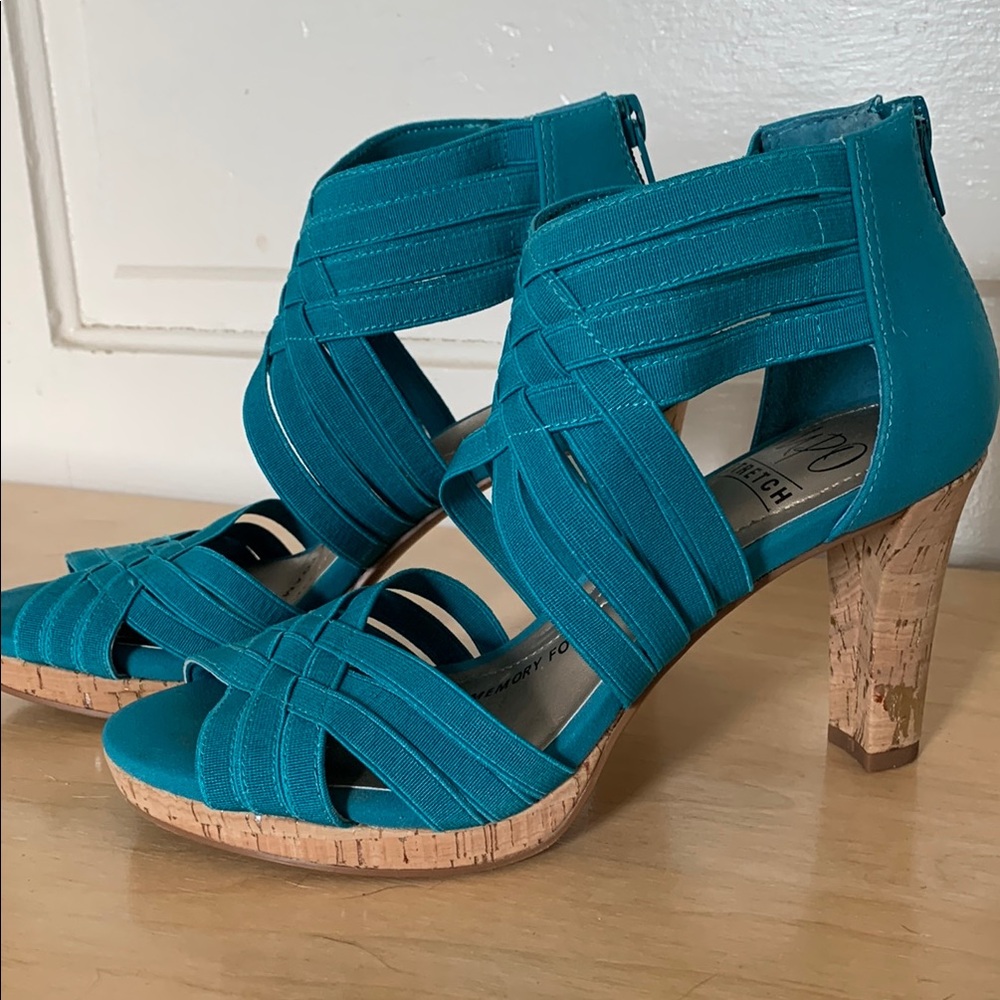 Teal Strappy Heeled Sandals